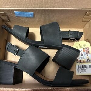 Toms Black Block Heel Sandals